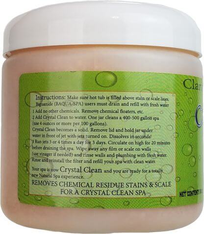 Back oc Crystal Clean Natural Hot Tub Cleaner